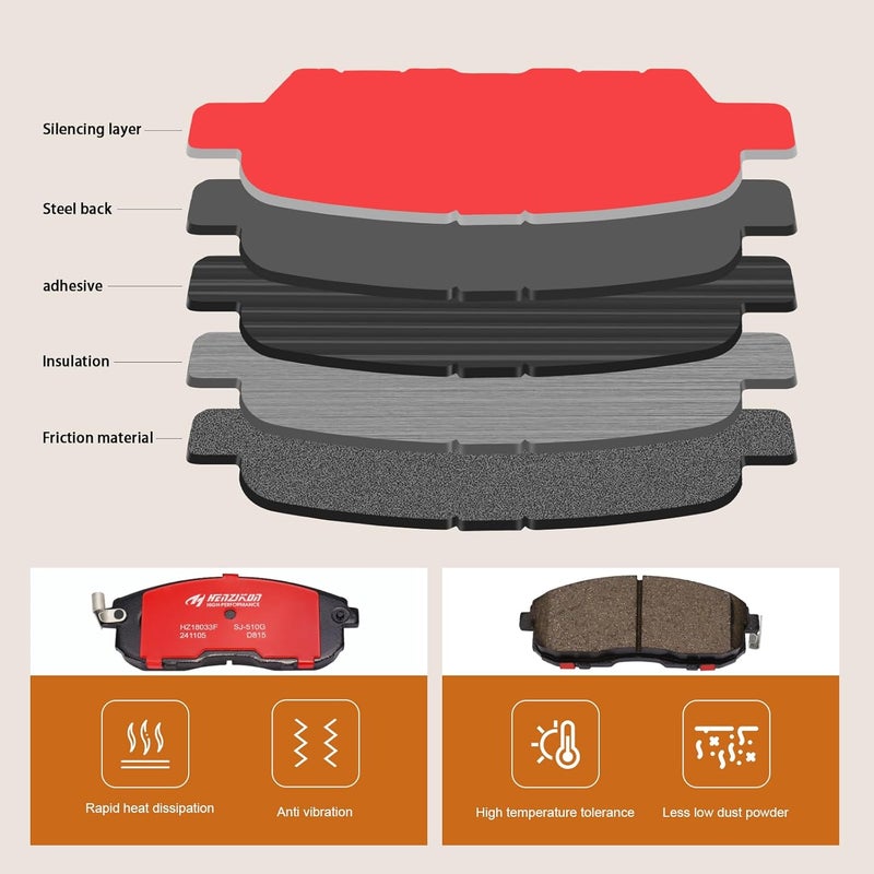 SUPLABEL HZ815H Brake Pads Front Replacement for Infiniti G20 G35 G35 I30 I35, Nissan 350Z Altima Cube Juke Maxima Sentra Versa, Suzuki SX4 Disc Brakes Driver Passenger Side 815A - Image 5